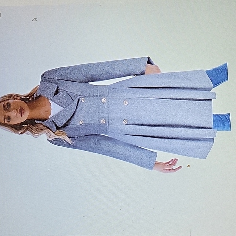 Elegant Gray Double-Breasted Women's Coat